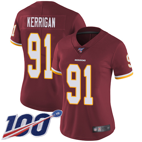 Washington Redskins Limited Burgundy Red Women Ryan Kerrigan Home Jersey NFL Football #91 100th